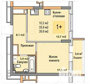 1-к квартира, вторичка, 36м2, 25/25 этаж