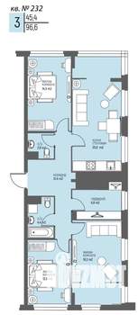 3-к квартира, вторичка, 97м2, 23/25 этаж