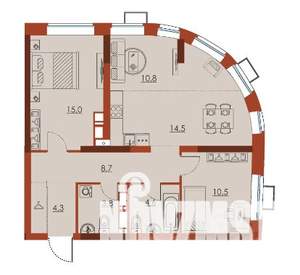 3-к квартира, строящийся дом, 72м2, 23/25 этаж