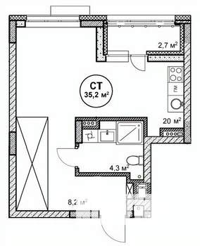 Студия квартира, строящийся дом, 35м2, 11/14 этаж
