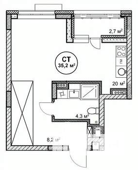Студия квартира, строящийся дом, 35м2, 7/14 этаж