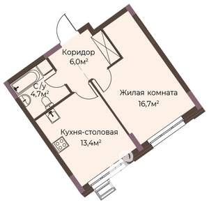 1-к квартира, вторичка, 41м2, 2/12 этаж