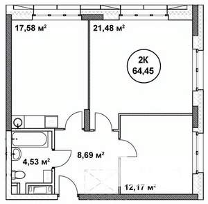2-к квартира, строящийся дом, 64м2, 12/22 этаж
