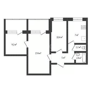 3-к квартира, вторичка, 52м2, 7/9 этаж