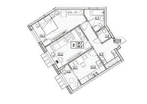 2-к квартира, строящийся дом, 60м2, 13/24 этаж