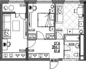 2-к квартира, вторичка, 58м2, 6/24 этаж