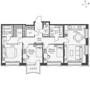 3-к квартира, вторичка, 91м2, 5/20 этаж