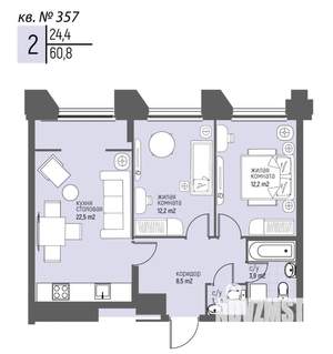 2-к квартира, вторичка, 61м2, 13/20 этаж