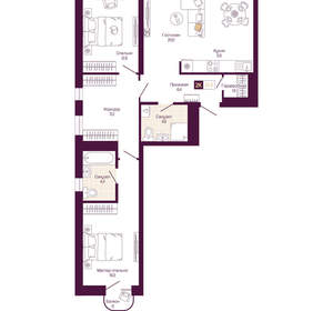2-к квартира, вторичка, 82м2, 3/25 этаж
