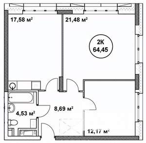 2-к квартира, строящийся дом, 64м2, 9/22 этаж