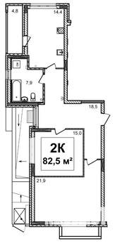 2-к квартира, строящийся дом, 83м2, 1/17 этаж
