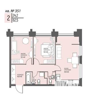 2-к квартира, вторичка, 63м2, 12/20 этаж