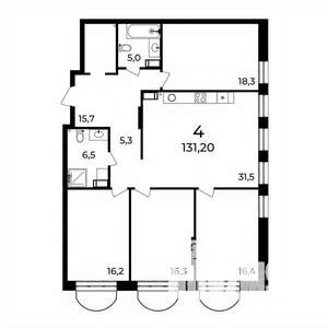 4-к квартира, вторичка, 132м2, 2/9 этаж