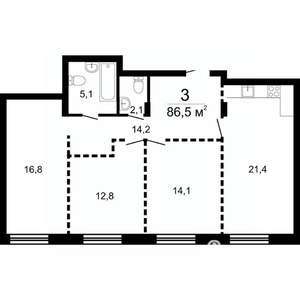 3-к квартира, вторичка, 87м2, 1/9 этаж