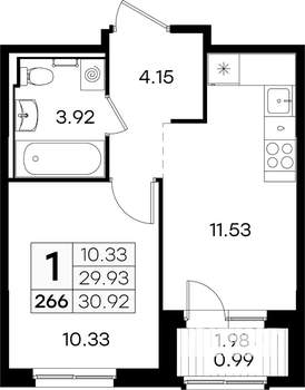 1-к квартира, вторичка, 31м2, 5/9 этаж