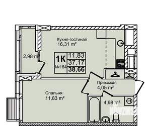 1-к квартира, вторичка, 39м2, 2/16 этаж