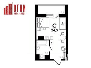 Студия квартира, строящийся дом, 24м2, 5/25 этаж