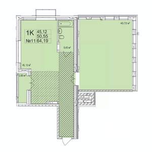 1-к квартира, вторичка, 64м2, 4/7 этаж