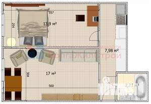 2-к квартира, вторичка, 42м2, 1/5 этаж