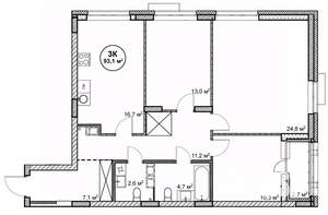 3-к квартира, строящийся дом, 93м2, 10/14 этаж