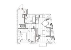 1-к квартира, вторичка, 47м2, 17/24 этаж