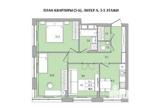 3-к квартира, вторичка, 59м2, 4/21 этаж