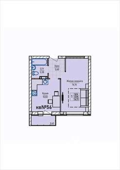 1-к квартира, строящийся дом, 35м2, 3/3 этаж