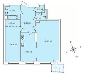 2-к квартира, строящийся дом, 97м2, 17/25 этаж