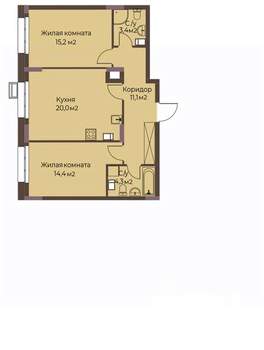 2-к квартира, строящийся дом, 68м2, 3/12 этаж