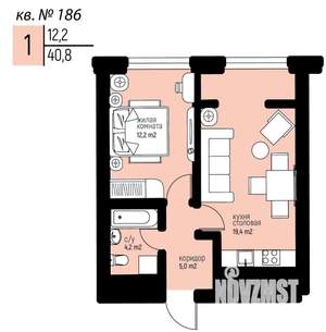 1-к квартира, вторичка, 41м2, 18/25 этаж