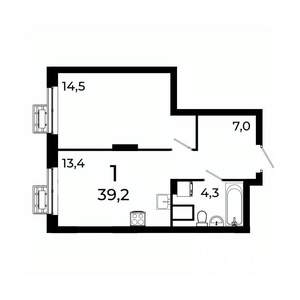 1-к квартира, вторичка, 39м2, 9/19 этаж
