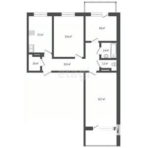 3-к квартира, вторичка, 63м2, 9/10 этаж