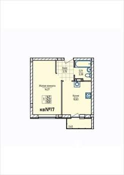 1-к квартира, строящийся дом, 35м2, 4/4 этаж