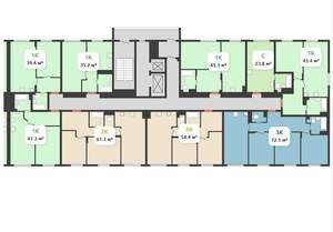 2-к квартира, вторичка, 61м2, 9/12 этаж
