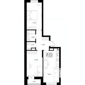 2-к квартира, вторичка, 62м2, 10/24 этаж