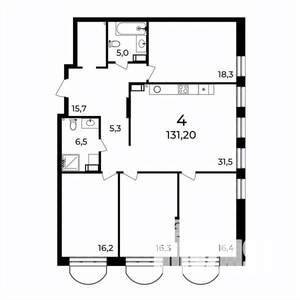 4-к квартира, вторичка, 131м2, 7/9 этаж
