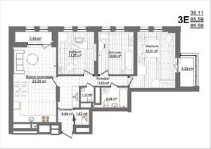 3-к квартира, вторичка, 86м2, 18/19 этаж