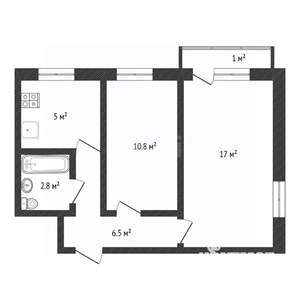 2-к квартира, вторичка, 47м2, 5/5 этаж