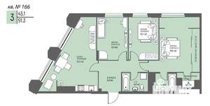 3-к квартира, вторичка, 91м2, 15/25 этаж