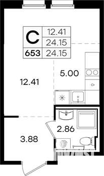 Студия квартира, вторичка, 24м2, 4/9 этаж