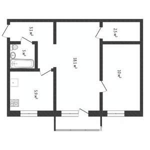 2-к квартира, вторичка, 44м2, 3/5 этаж