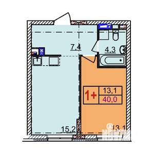 1-к квартира, вторичка, 40м2, 9/18 этаж
