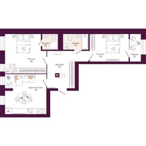 2-к квартира, вторичка, 75м2, 2/12 этаж
