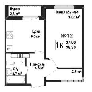 1-к квартира, вторичка, 37м2, 2/17 этаж