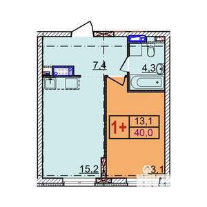 1-к квартира, вторичка, 40м2, 10/18 этаж
