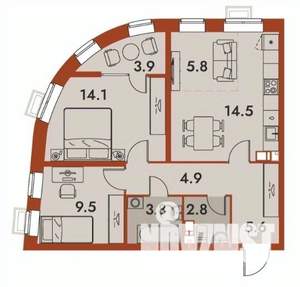 3-к квартира, вторичка, 65м2, 15/25 этаж