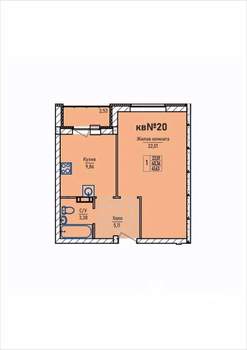 1-к квартира, строящийся дом, 42м2, 2/3 этаж
