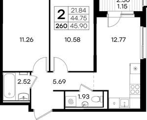 2-к квартира, вторичка, 46м2, 5/9 этаж