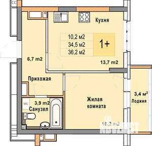 1-к квартира, вторичка, 36м2, 9/25 этаж