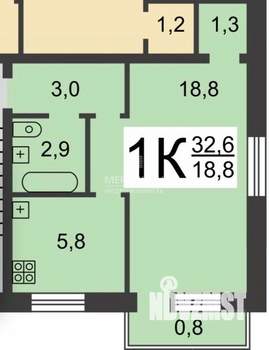 1-к квартира, вторичка, 32м2, 3/5 этаж